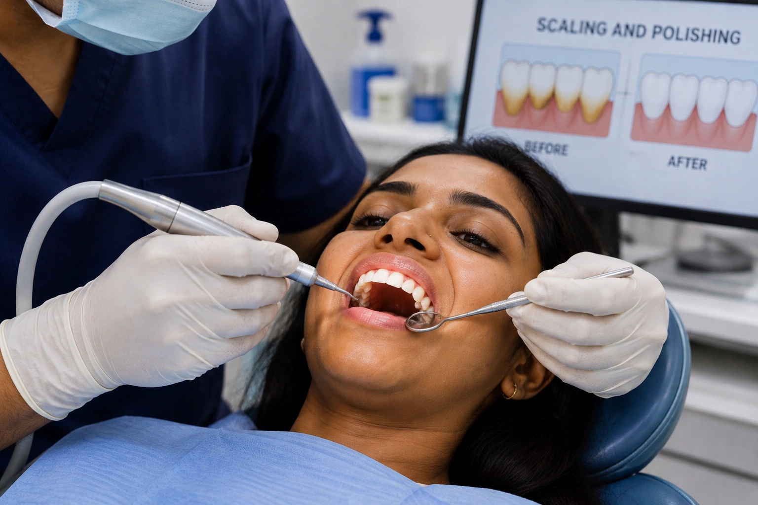 Professional dental scaling and polishing treatment